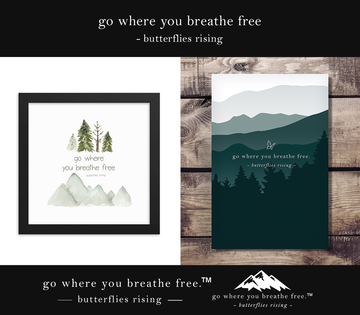 go where you breathe free quote poster print